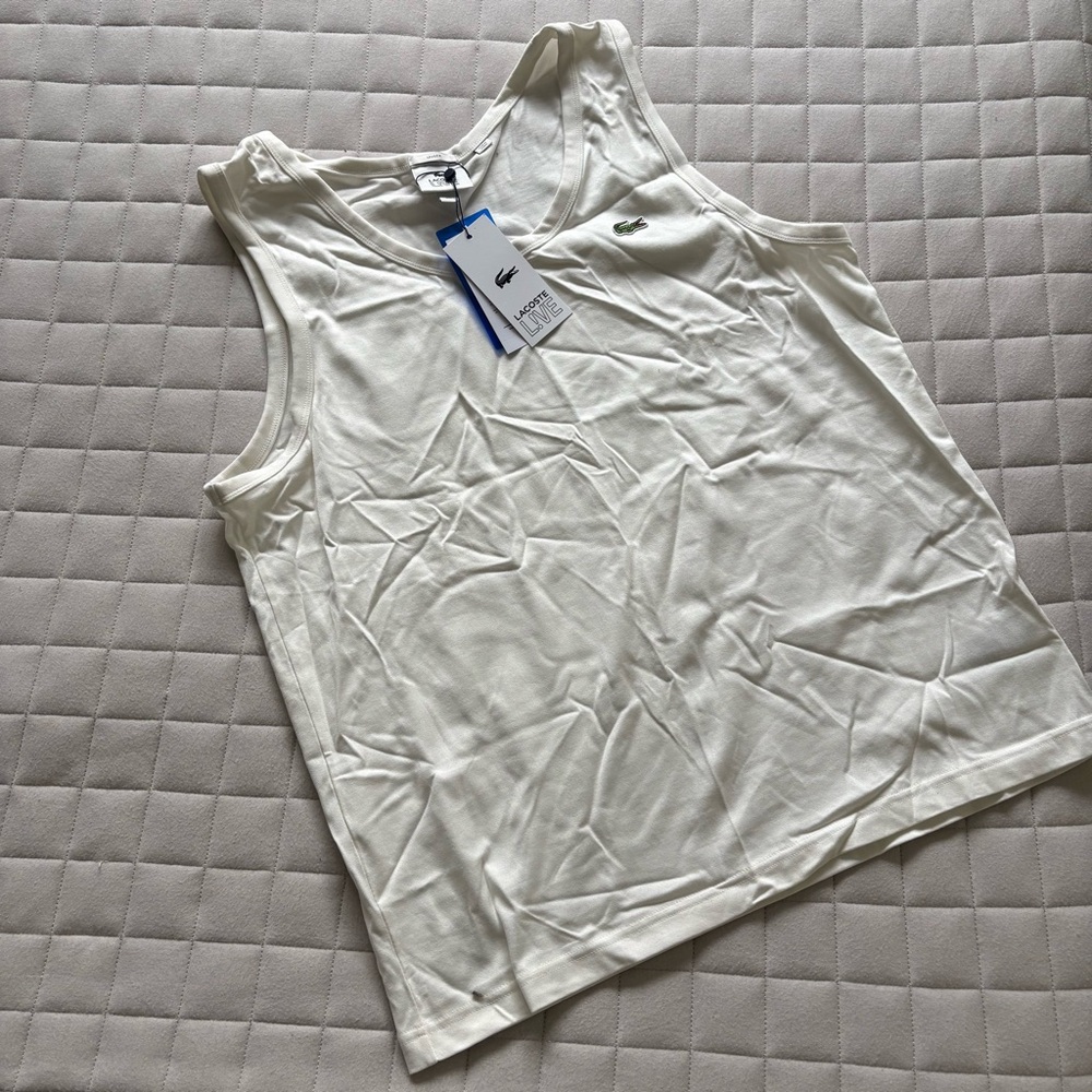 Lacoste Unisex White Sleeveless Tank Top